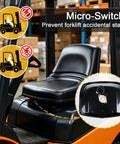 Universal Forklift Seat With Reinforced Steel Backrest And Built In Safety Micro Switch Engineered For Heavy Rig Work That Keeps You Secure And Solid Through Every Shift, showcasing micro-switch safety feature.