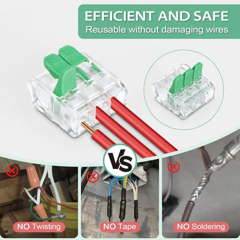 No Screwdrivers Needed With These 30pcs Push Button Lever Wire Connectors Featuring Quick Release Mechanism For Fast Three Port Junction Installation In Tight Spaces Without Any Tools Required clear 3-port connector for 20-12 AWG copper wires
