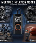 Slick Cordless Tire Inflator Compact Air Compressor For Tesla Cybertruck 2023 2024 2025 2026 with multi-inflation modes for car, bike, and sports.