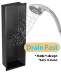 Stainless Steel Shower Niche 8 Inch By 24 Inch Recessed Wall Nook With Double Shelves No Tile Needed Matte Black Bathroom Storage Waterproof