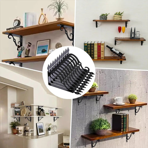 Heavy Duty 10 Pack L Shaped Shelf Brackets Wall Mounted Decorative Floating Shelf Hardware Kit With Screws And Anchors display in home settings.