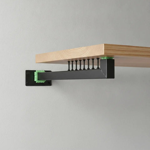 Heavy Duty Black Metal Wall Shelf Bracket For Floating Shelves In Garage Kitchen Workshop Storage L Shaped With Pre Drilled Holes