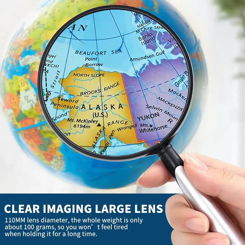 10X 30X Handheld Magnifying Glass For Reading And Close Work With 110mm PMMA Lens Lightweight ABS Frame focusing on map
