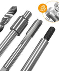 M8x1.25 Thread Repair Kit With 12 Stainless Steel Inserts 11.7mm Each For Auto Parts Damaged Threads DIY Friendly Power Drill Ready Simple To Use Restore Worn Or Stripped Female Threads showing components including drill bit, counterbore, tap, install driver, and inserts