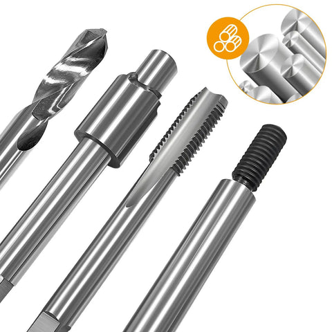 M8x1.25 Thread Repair Kit With 12 Stainless Steel Inserts 11.7mm Each For Auto Parts Damaged Threads DIY Friendly Power Drill Ready Simple To Use Restore Worn Or Stripped Female Threads showing components including drill bit, counterbore, tap, install driver, and inserts