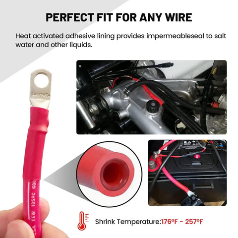Waterproof Red And Black Heat Shrink Tubing Kit With 3 To 1 Shrink Ratio Adhesive Lined Heavy Duty Marine Grade For Wire Wrap
