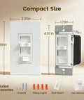 Dimensions of Real Smooth Flicker Free Dimmer Switch For Leds And Cfl Bulbs Handles Zero Buzz Dimming At Every Level with accessories.