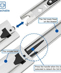 36 Inch Soft Close Heavy Duty Drawer Slides With Full Extension, Ball Bearing, Side Mount, showing detachable components.