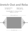 Diagram of Quilted Double Outdoor Hammock With Spreader Bars 74x55 Inch Bed 450 Lb Capacity Quick Dry UV Resistant Chains