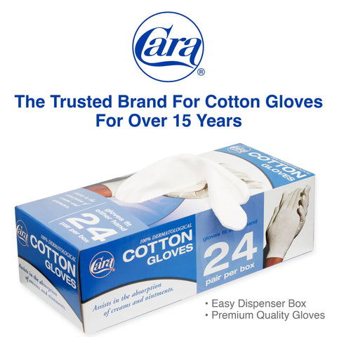 Box of Moisturizing Eczema Cotton Gloves Extra Large 24 Pairs For Dry Hands Hydration, displayed with text on branding.