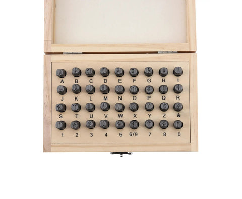 36 Piece Letter And Number Stamp Set With 6mm Height In A Wooden Case Beefy 40Cr Alloy Steel Metal Punches From A to Z and 0 to 9