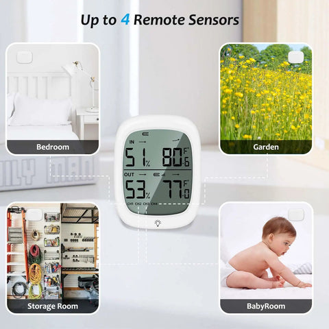 Best Wireless Indoor Outdoor Thermometer Hygrometer With Remote Sensor 330 Feet Range Digital Temperature And Humidity Monitor