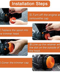 Installation steps for installing Trimmer Spools For Worx Weed Eater WG116 WG119 WG183 Two Spool Pack With 16 Feet Each Of 0.065 Inch Auto Feed Replacement String Heavy Duty Spools For Worx String Trimmers Includes 50019417 Cap Covers