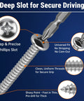 50 Pack Size 10 X 1 Inch Stainless Steel Self Tapping Screws With Phillips Pan Head For Wood And Sheet Metal Rustproof Fasteners showing deep slot design for secure driving.