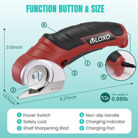 Cordless Electric Scissors For Cardboard And More 240 RPM Box Cutter That Slices Through Quarter Inch Materials With Ease Self Sharpening Tungsten Steel Blade Cuts Leather Carpet Plastic Mats Felt And More, 8.27in