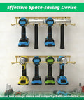 Two Pack Power Tool Organizer Wall Mount, Heavy Duty Metal Shelf For Four Cordless Tools, Drill Shelf Holder installed with drills