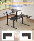 Yihayo 55 Inch L Shaped Electric Standing Desk, Reversible Corner with adjustable layout for home office use.