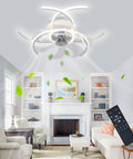 20.5 Inch Low Profile Ceiling Fan With Lights Bladeless Flower Shape Ceiling Light in living room with remote control