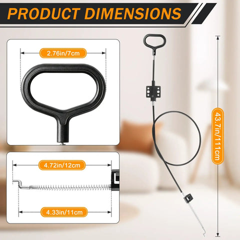 Get Your Sluggish Couch Back On Its Feet With This Two Pack Recliner Cable Replacement Set Featuring Beefy D Ring Pull Handles Plus Secure S Tip Clips For Zero Headache Furniture Fixes That Slide Smooth As Butter Daily, showing 43.7 inch black cable with dimensions.