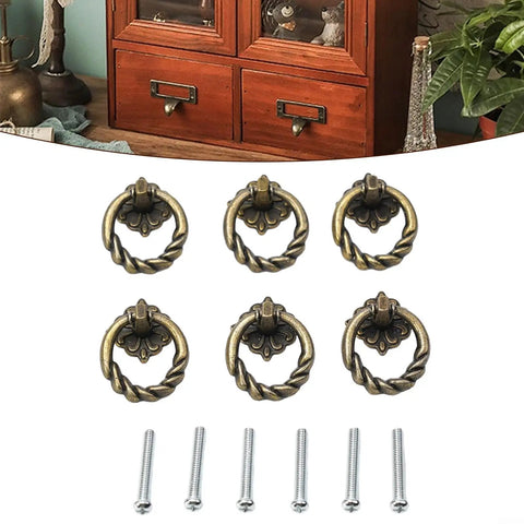 Dope Retro Vintage Cabinet Knob For Drawers And Doors Zinc Alloy Ring Pull Handle With Screws Included Durable Dresser