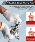 Clatoon brake line flaring tool kit with tubing cutter; steel tool for copper brake lines, 45-degree flares.