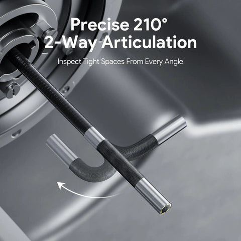 5 Inch IPS Screen Articulating Borescope Endoscope Camera With Light 210 Degree Two Way Articulation For Hard To Reach Corners And Hidden Issues In Engines Pipes And Ducts, 210° flexible metal gooseneck