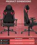 Comfy Ergonomic Gaming Chair With 4D Armrests High Back Office Chair With Headrest And Lumbar Support Tilt Rocker dimensions
