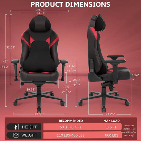 Comfy Ergonomic Gaming Chair With 4D Armrests High Back Office Chair With Headrest And Lumbar Support Tilt Rocker dimensions