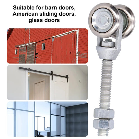 3 Pieces Track Roller Wheels For Sliding Doors With Steel Dual Wheel Trolley Roller For Rail Door Suspension Ideal For Glass Sliding Doors 35mm Diameter Durable Iron Material High Hardness And Wear Resistant For All Door Types