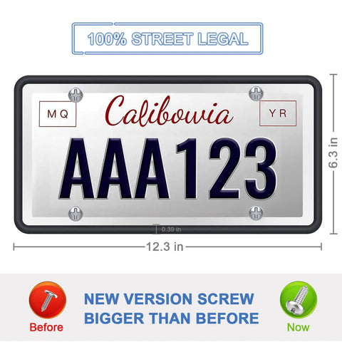 Two Pack Silicone License Plate Frame For US And CA Standard Cars, 12.3x6.3 in, with New Bigger Screws, Black
