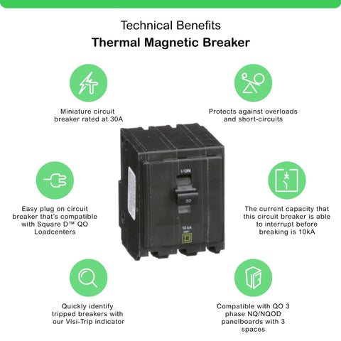 QO330CP Circuit Breaker Black With Plug On Design For Easy Install Featuring Visi Trip Indicator and 30 Amp Capacity