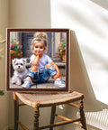 Dog Lover Diamond Painting Kit For Adults Beginners Full Diamond Dot Art DIY 12x12 Inch Gem Craft depicting child and dog