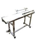 Heavy Duty 110V PVC Belt Conveyor With Double Guardrail 53 Inch Long Belt 11.8 Inch Wide Built Tough For Industrial Transport