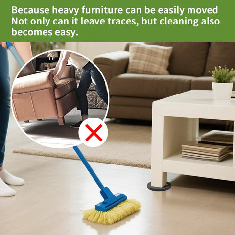 Eight Piece Two In One Furniture Sliders Set For Carpet And Hardwood Floors installed on table leg allowing easy cleaning