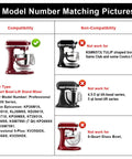 Compatibility chart showing stand mixers for Flex Edge Beater For 6 Quart KitchenAid Bowl-Lift Stand Mixer compatibility and non-compatibility