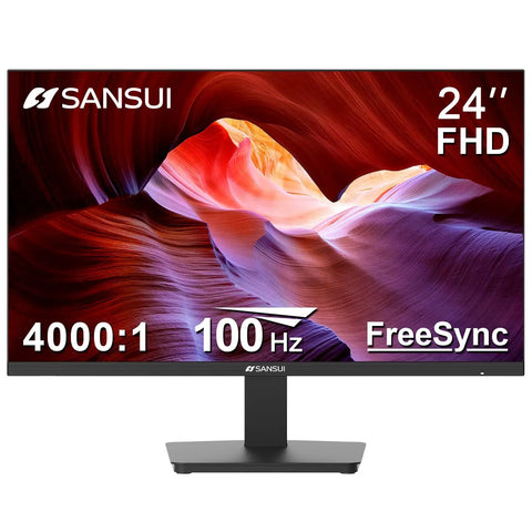 24 Inch Full HD 100Hz Monitor With HDMI And VGA Ports HDR10 FreeSync Low Blue Light Anti Glare Eye Care Ultra Slim VESA Mount