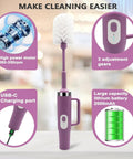 5 In 1 Electric Bottle Brush Cleaner Dual Speed Rechargeable IPX6 Waterproof with features like USB-C port, 2000mAh battery
