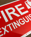 Heavy Duty Aluminum Fire Extinguisher Sign With Quick Install And Pre Drilled Holes, No Fuss High Visibility Reflective Fire Safety Sign 14 x 10 Inches, UV Resistant, Waterproof, Industrial Grade For Business.