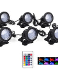 Underwater Pond Lights Set Of 6, Colorful Submersible LED Spotlight With IP68 Waterproof, Remote Control, 36 LED Per Light