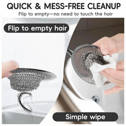 Easy Peasy Shower Drain Hair Catcher And Bathtub Drain Cover Featuring A Clever Chain Mesh Screen for quick cleanup with hair.