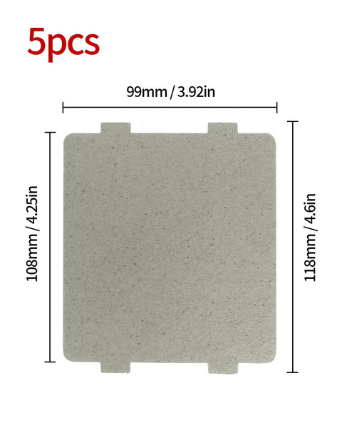 Five Pack Waveguide Covers Mica Sheets For Microwave Ovens, Universal Fit, Cut To Size 108mm By 99mm with dimensions shown