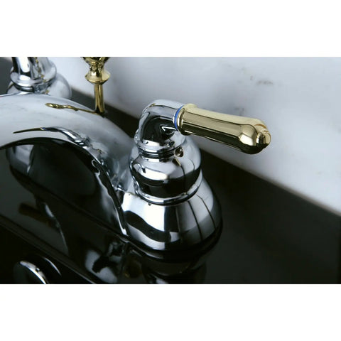 Naples 4 Inch Centerset Lavatory Faucet in polished chrome and polished brass with no drip easy install washerless cartridge