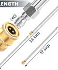 Two Pack 17 Inch Stainless Steel Pressure Washer Extension Wands With Quarter Inch Quick Connect shown with 34 inch option