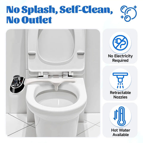 Bidet Toilet Attachment With Self Cleaning, Hot And Cold Water Spray, Non Electric Sprayer, Easy Install
