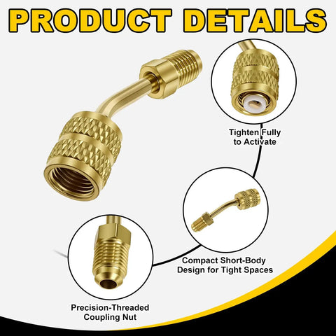R410a Mini Split HVAC Adapter For Quick Couplers DIY Friendly 5/16 Inch Female To 1/4 Inch Male Flare Fittings