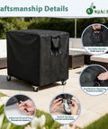 Heavy Duty Waterproof Outdoor Grill Table Cover For Feasto Gas Grill Table And Bar Cart Protects Against Dust Sun Rain And Water While Fitting 36 Inch Long By 24 Inch Wide By 36 Inch High Black on patio with adjustable features.