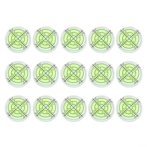 15 Pack 32mm Round for spirit Level for acrylic Bubble Gauge Precision with clear green bubble levels.