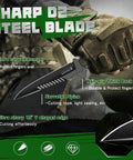 Beast Fixed Blade Outdoor Knife With D2 Steel Blade And Toothed Spine shown in rugged outdoor setting with 15° V edge