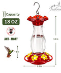 Outdoor Hanging Hummingbird Feeder 18 Ounce With 6 Feeding Ports Bee Guard And Built In Ant Moat Easy To Clean Durable Garden Decor