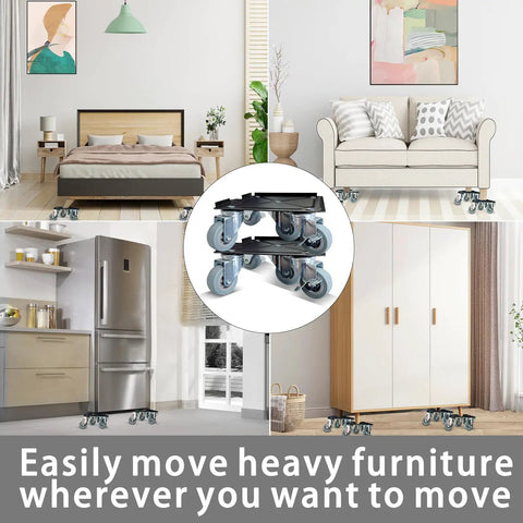 Heavy Duty Furniture Dolly Moving Tool With 5 Silent Rubber Wheels And Steel Pry Bar For Large Heavy Items Max 3335 Lbs Capacity under a sofa.
